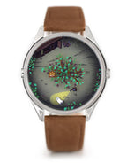 Velqorian Woodland Night Watch | Artistic Forest Dial | Brown Leather Strap
