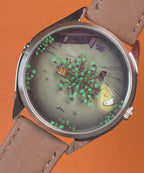 Velqorian Woodland Night Watch | Artistic Forest Dial | Brown Leather Strap