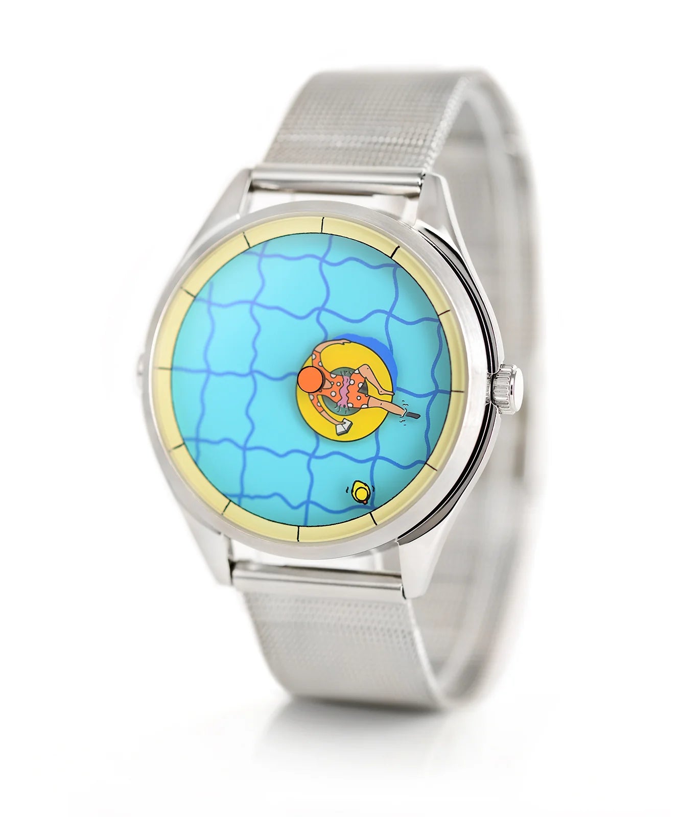 Velqorian Poolside Summer Watch | Colorful Swimming Dial | White Strap