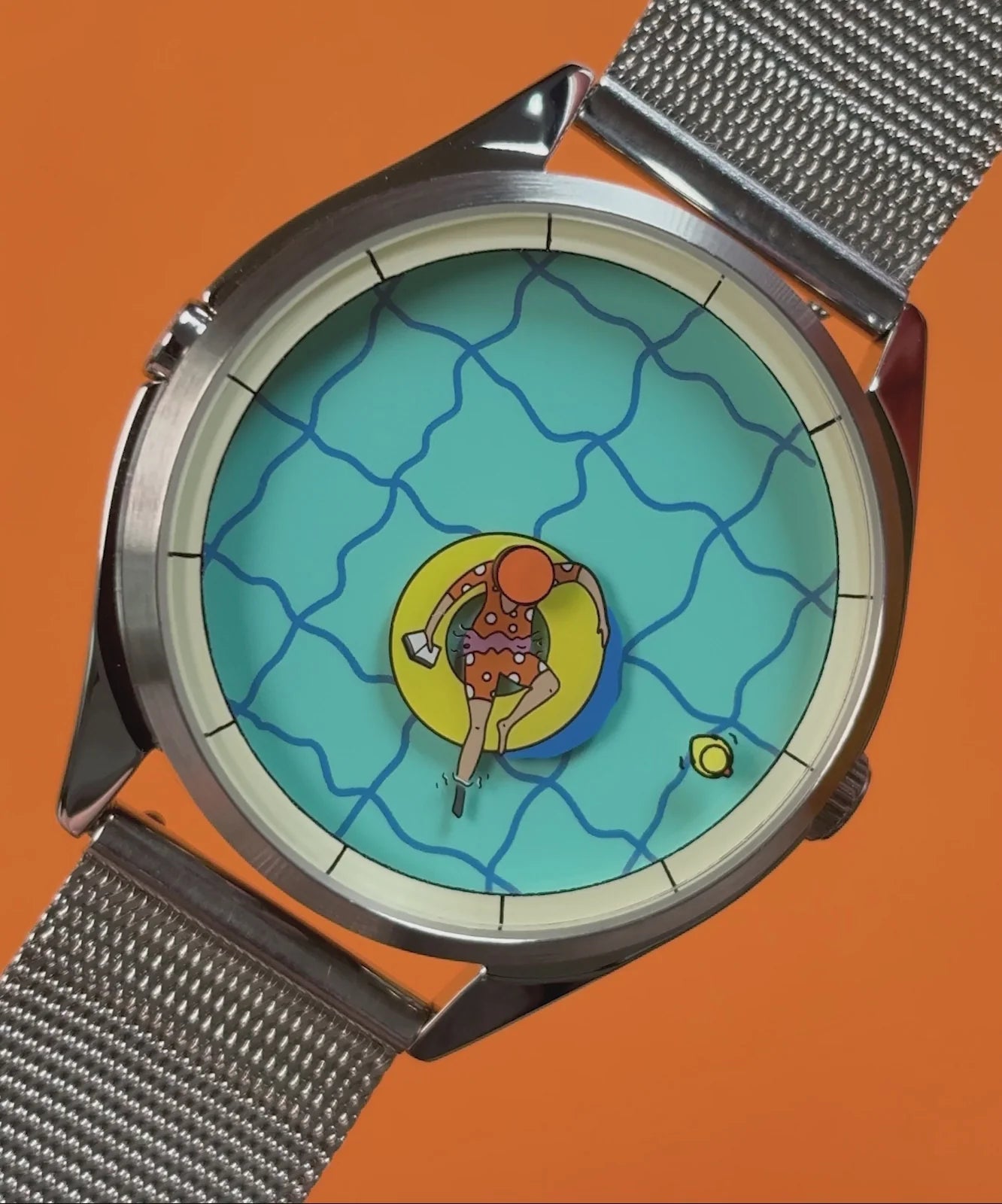 Velqorian Poolside Summer Watch | Colorful Swimming Dial | White Strap