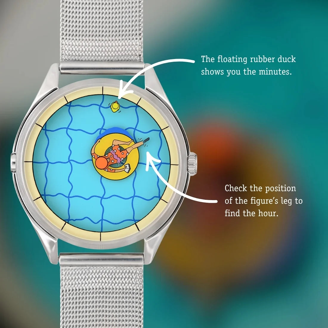 Velqorian Poolside Summer Watch | Colorful Swimming Dial | White Strap