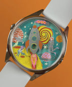Velqorian Cosmic Adventure Watch | Space Explorer Dial | White Strap