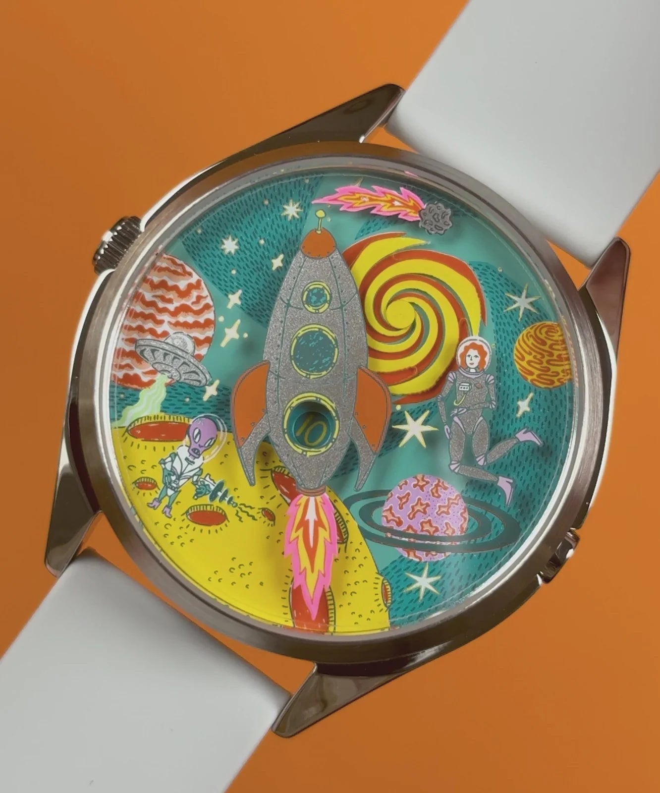 Velqorian Cosmic Adventure Watch | Space Explorer Dial | White Strap